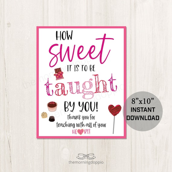 Printable How Sweet It is to Be Taught by You Thank You Sign Etsy
