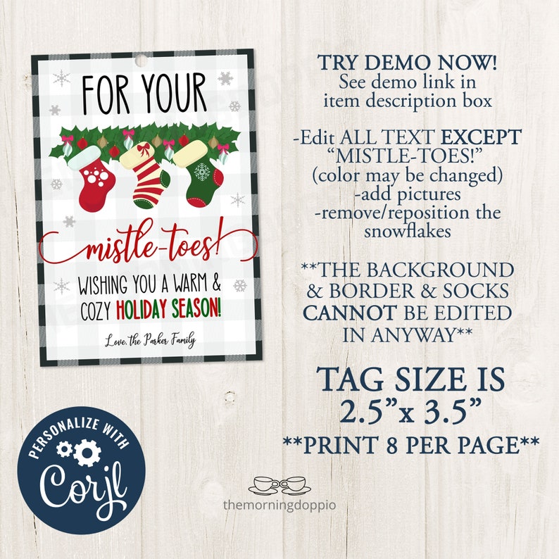 Printable/EDITABLE For Your Mistletoes Christmas Holiday Gift | Etsy