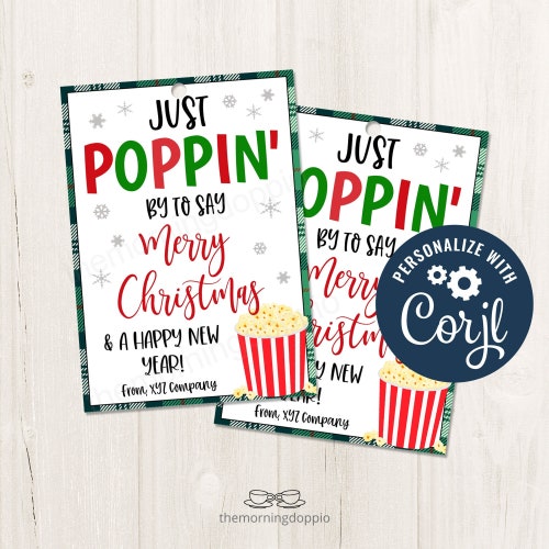 Printable/editable Poppin' by to Wish You a Merry - Etsy