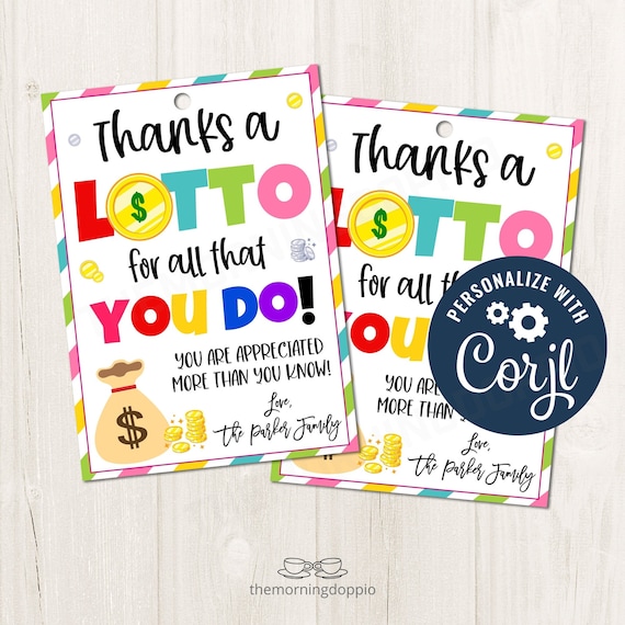 Printable/Editable Thanks a Lotto for all you do lottery Etsy