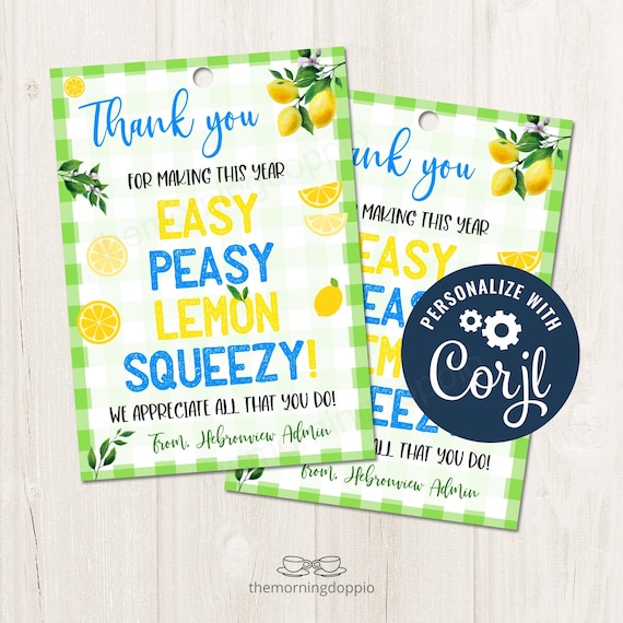 Printable/editable Easy Peasy Lemon Squeezy Lemon Lemonade - Etsy