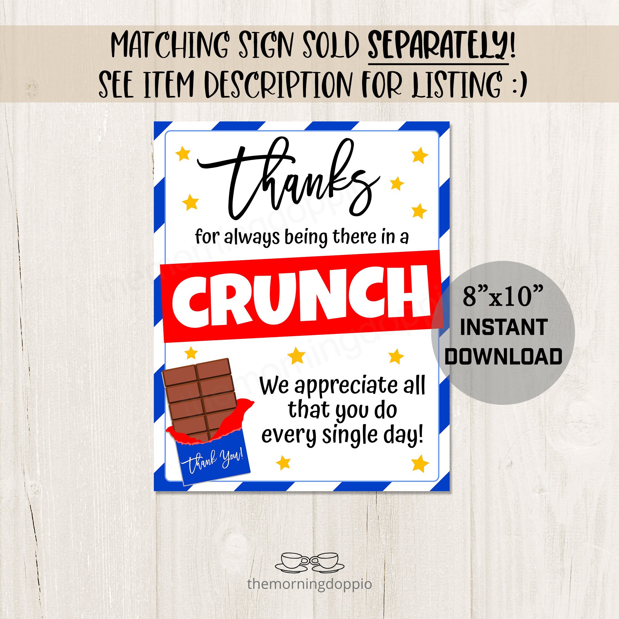 Printable Editable Thanks For Always Being There In A Crunch Etsy