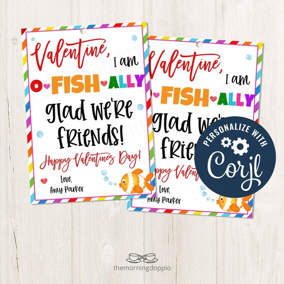 Printable/editable I'm Glad We're O-fish-ally Friends | Etsy