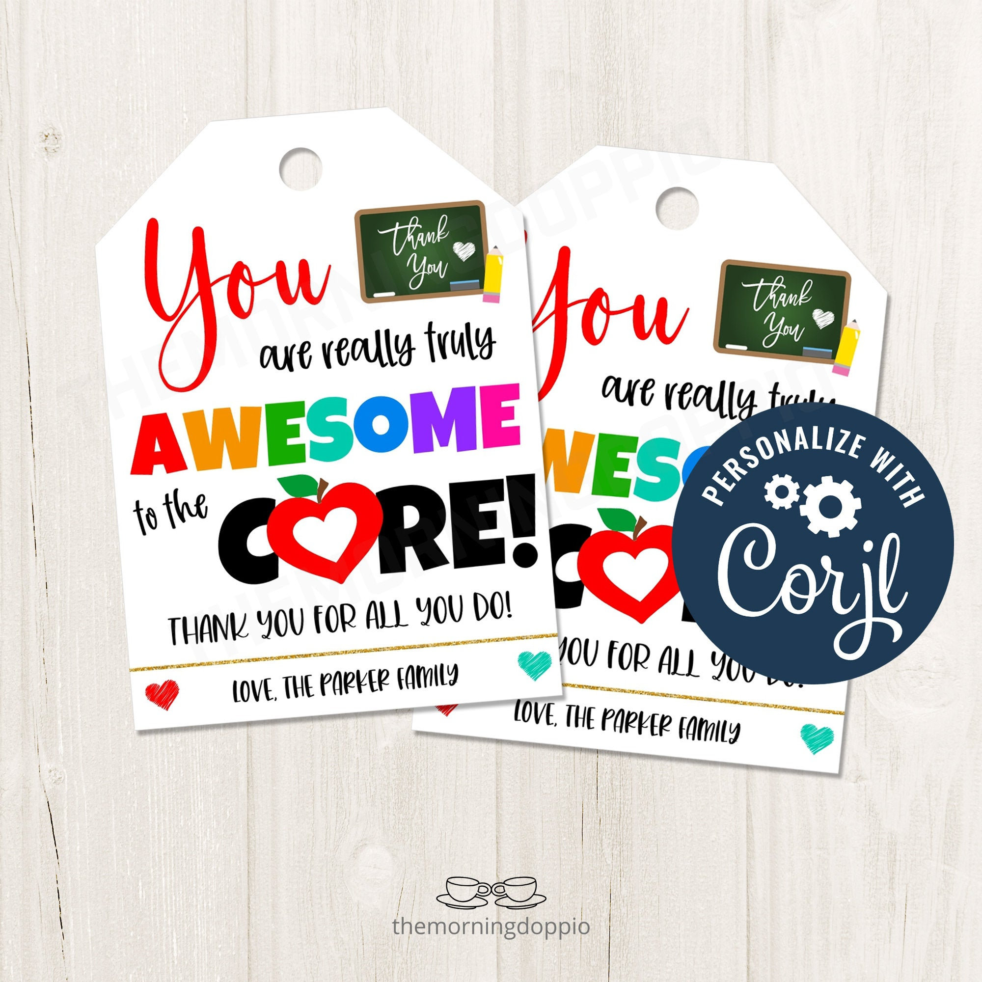 Printable/editable You Are Awesome to the Core Thank You Gift Tag for ...