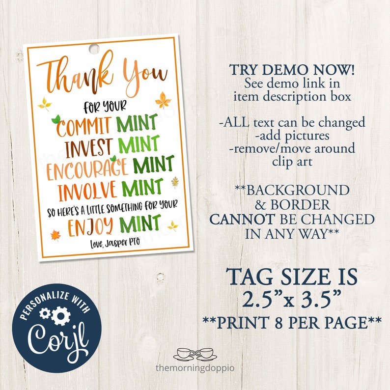 Printable/editable Thank You Mint Thanksgiving Fall | Etsy