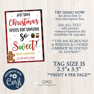 Printable/editable Christmas Treats for Someone so Sweet Gift Tag ...