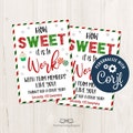 Printable/EDITABLE How Sweet it is to WORK with team members like you Christmas Gift Tag, Holiday Thank You Gift, CORJL Editable Template