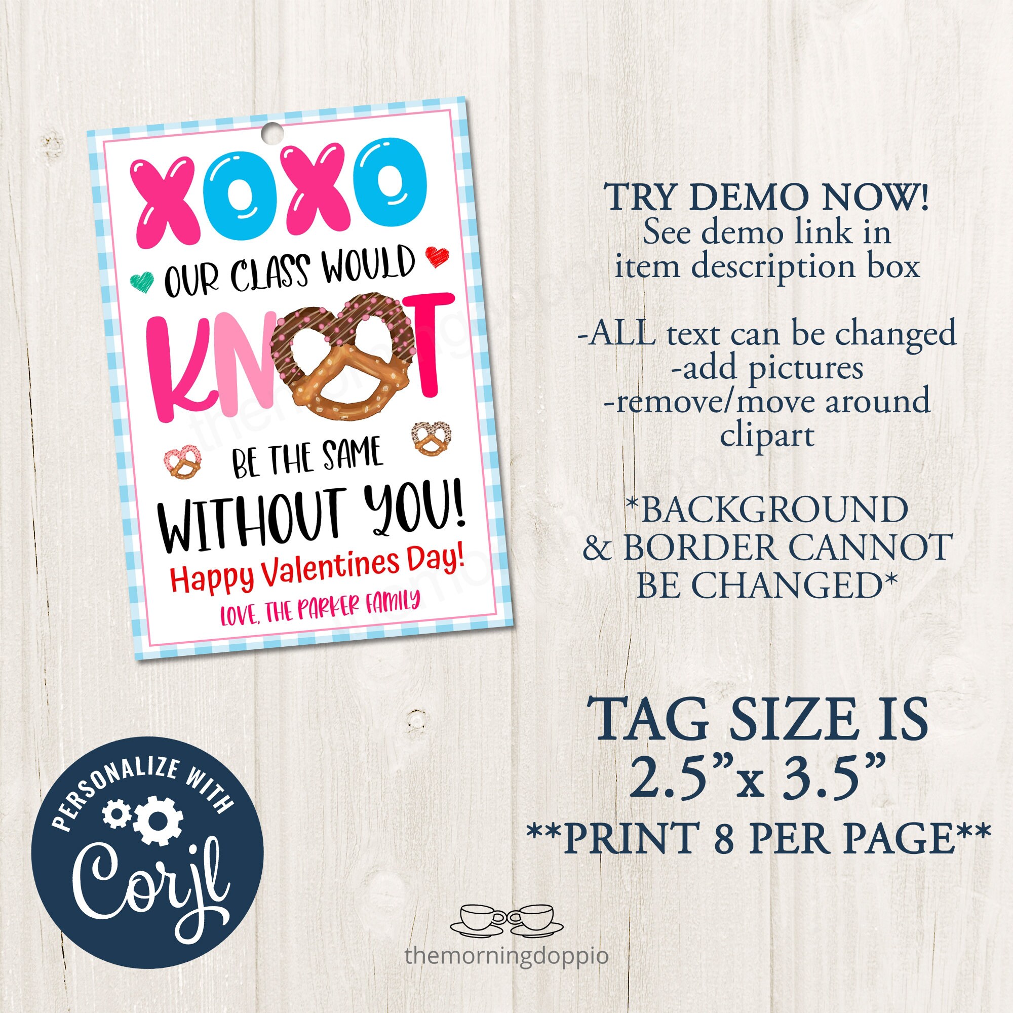 Printable/editable XOXO Our Class Would KNOT Be the Same Without You ...