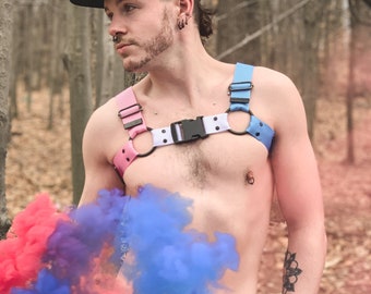 Trans Pride Front Buckle Harness