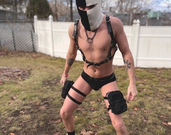 Custom Made Leather Harness W/ Biothane Leg Gear