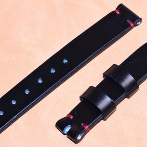 Watch Strap Band Vintage Unique Genuine Leather 20mm,22mm,24mm,26mm  Handmade Bulgaria Black Hand Stitched Thickness 3.5mm Top Quality