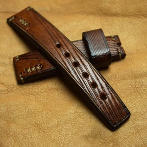 Watch Strap Band Vintage Unique Genuine Leather 18mm, 20mm,22mm,24mm,26mm  Handmade Bulgaria Brown Hand Stitched Thickness 3.5mm Top Quality