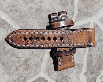 26 mm leren horlogeband voor Panerai, handgemaakte horlogeband uit één stuk 26x22, Italiaanse leren band, Franse stiksels