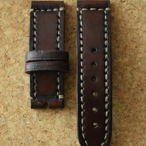 Watch Strap Band Vintage Genuine Leather 18mm, 20mm,22mm,24mm,26mm  Handmade Bulgaria Brown Color Hand Stitched Thickness 4,5mm Top Quality