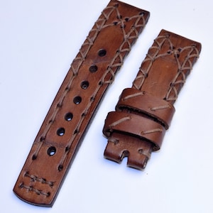 Watch Strap Band Vintage Unique Genuine Leather 18mm, 20mm,22mm,24mm,26mm  Handmade Bulgaria Brown Hand Stitched  Top Quality