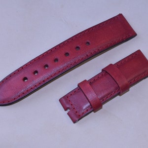 Watch Strap Band Genuine Leather 18mm, 20mm,22mm,24mm,26mm  Handmade Red Top Quality Bulgaria