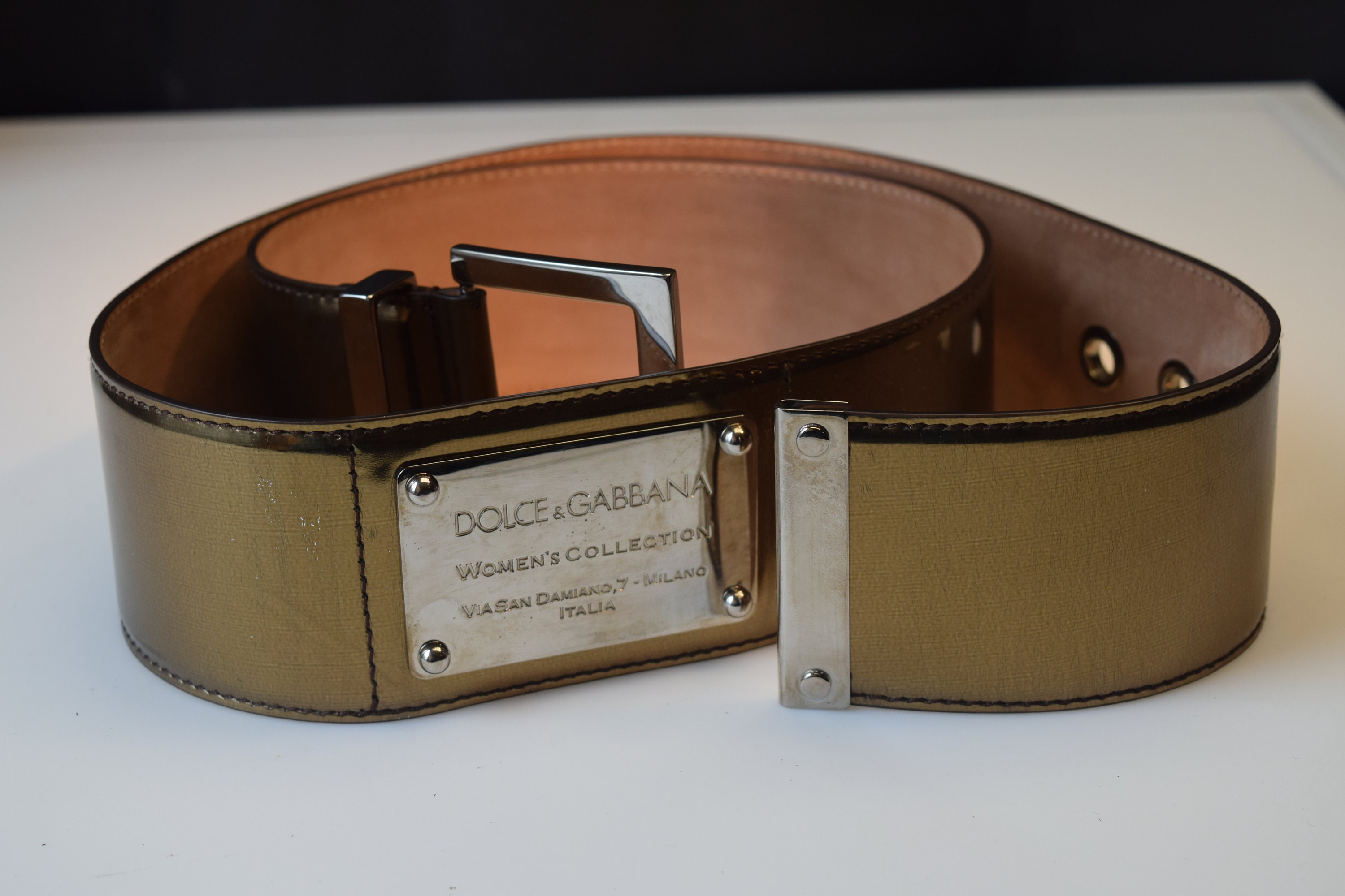 pre-loved auth DOLCE&GABANA size 36/90cm BELT DOLCE & GABBANA Belt Black Calf Leather Studded Silver  main image 2