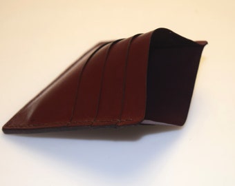 Handmade Deer Leather Minimalist Card Wallet - Red