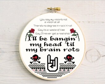 Lyrics Cross Stitch Pattern English Rock Band Cross Stitch 1970s Cross Stitch Glam Cross Stitch Famous People Cross Stitch Celebrity Song
