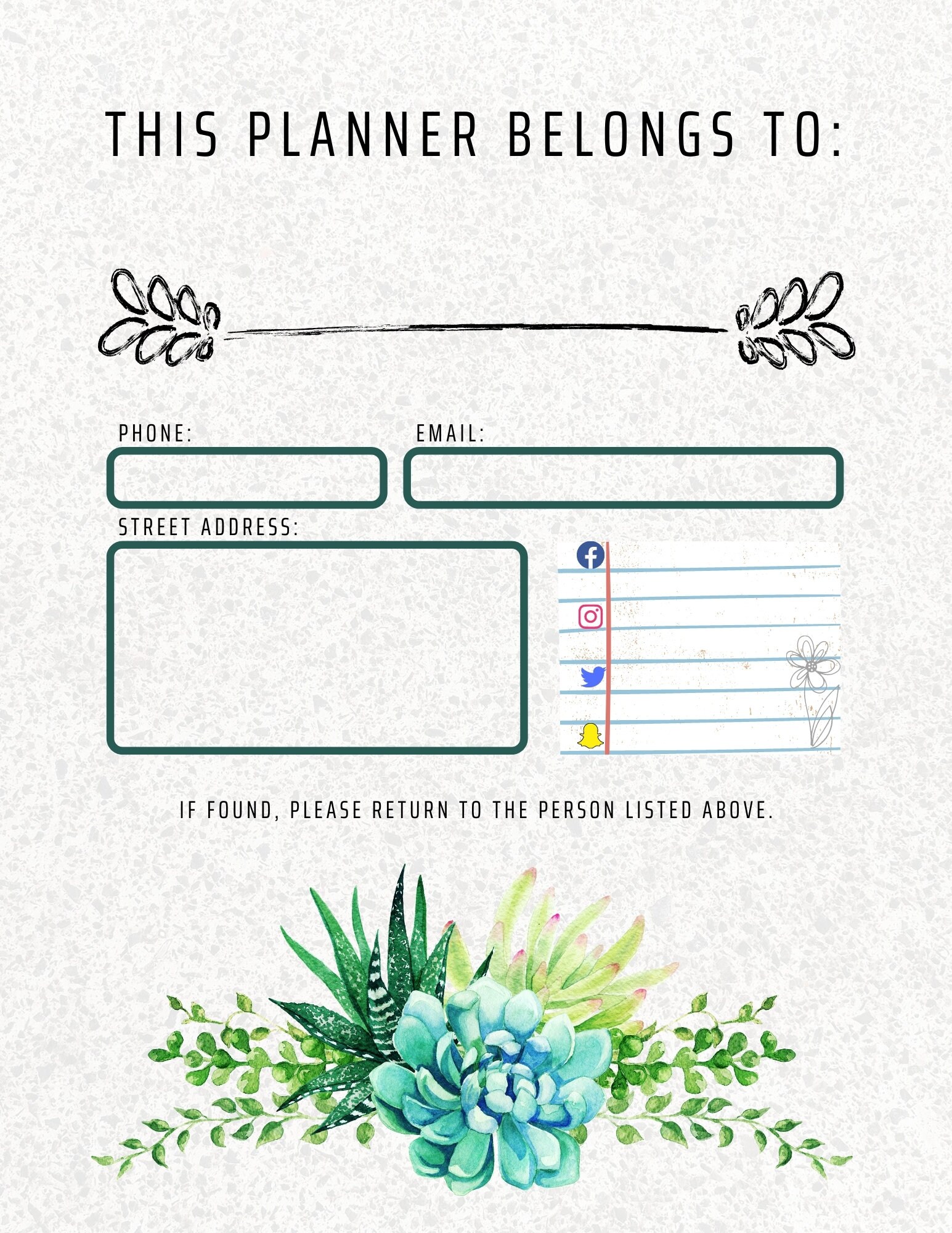This Planner Belongs to • PDF Printable • Digital Download • Goodnotes5 ...