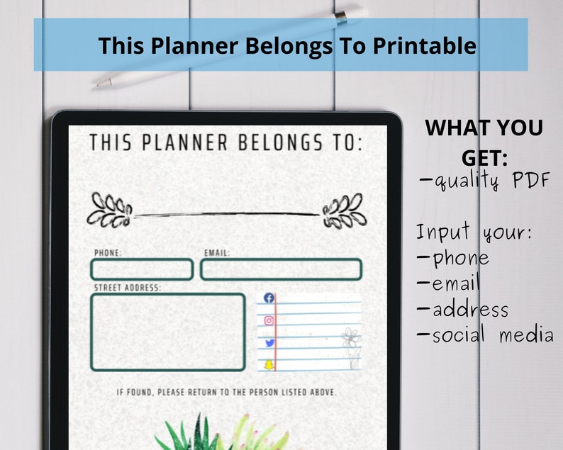 This Planner Belongs To PDF Printable Digital Download - Etsy.de