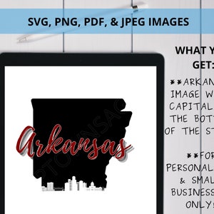 Arkansas+Capital SVG Instant Download • Png, Pdf, Jpeg + Bonus Color Included