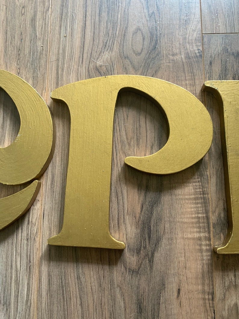 Large Vintage Wood Gold Painted Letters OPEN Sign Etsy