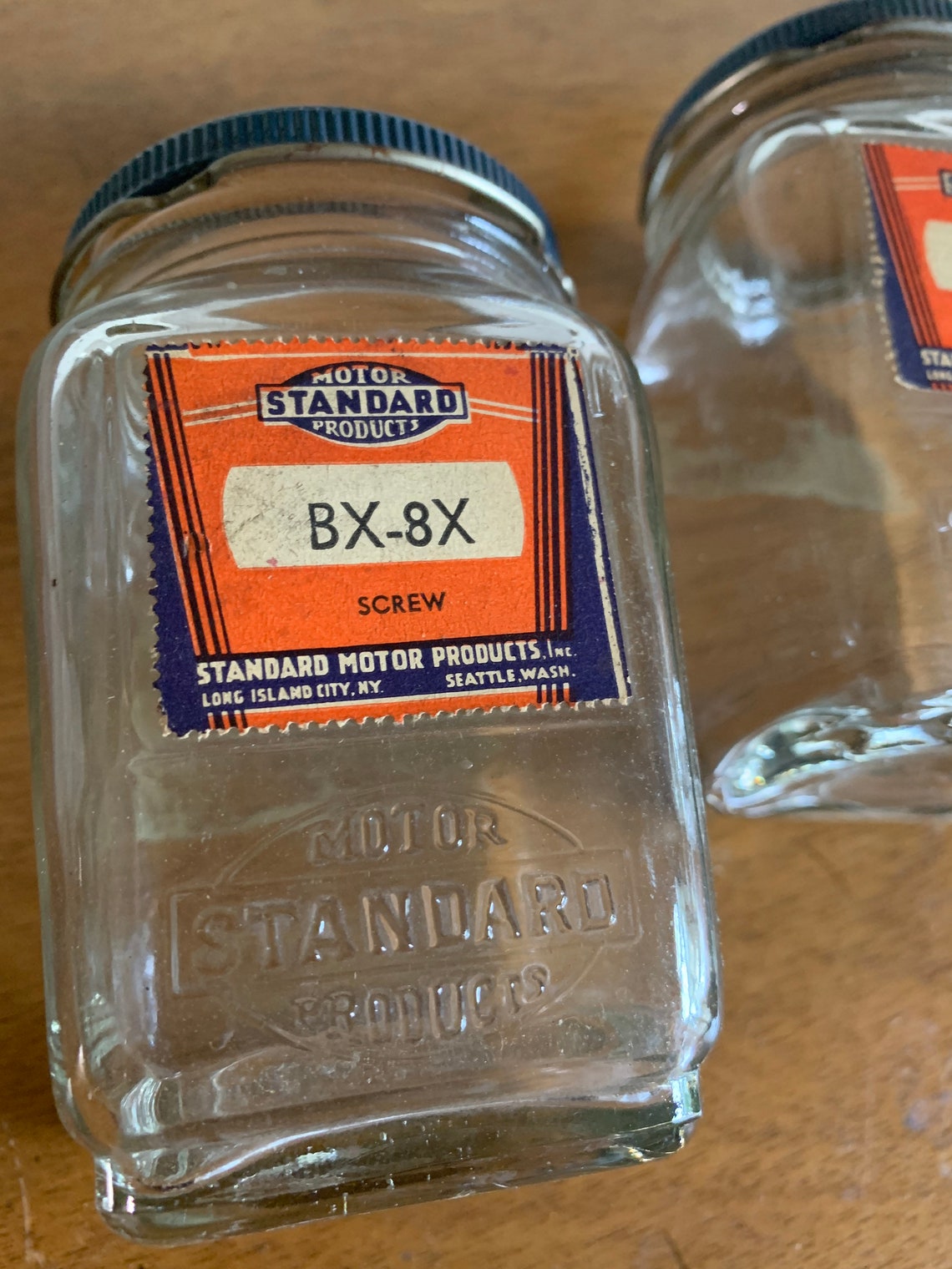 Pair Vintage Standard Oil Glass Part Jars Etsy