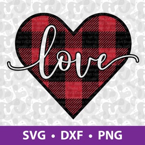 Love Plaid Heart SVG, Plaid Heart SVG, Plaid SVG, Valentines Heart, File for Cricut, png dxf, Instant Download