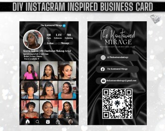 DIY Instagram Inspired Business Card, makeup artist business card, hairstylist business card, lash tech business card, editable in canva