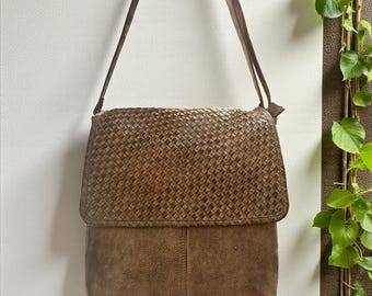 Handcrafted Full Grain Leather Crossbody Bag - Washed Vintage Style