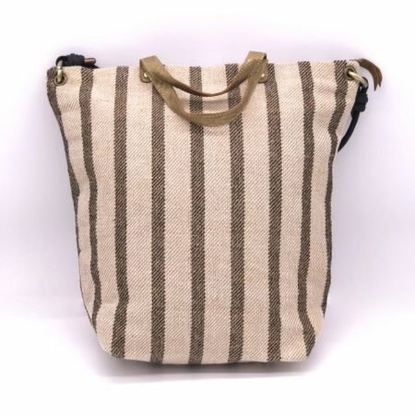 Handmade Beige Cotton Canvas Tote Bag