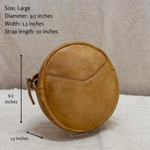 Genuine Leather Round Sling Bag, Round Sling Bag, Sling Bag, Leather Sling Bag, Leather Round Sling Bag, Handmade Sling Bag image 3