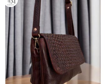 Handcrafted Full Grain Leather Crossbody Bag - Washed Vintage Style l Christmas gift l leather crossbody l Gift for her l