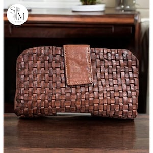 Cartera de cuero l Cartera artesanal l Cartera lavada l Cartera vintage l Cartera tejida l Cartera de mujer l Billetero de cuero