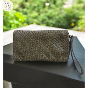 Cartera de cuero l Cartera de cuero artesanal l Lavado l Vintage l Tejido l Alta utilidad l Cuero premium