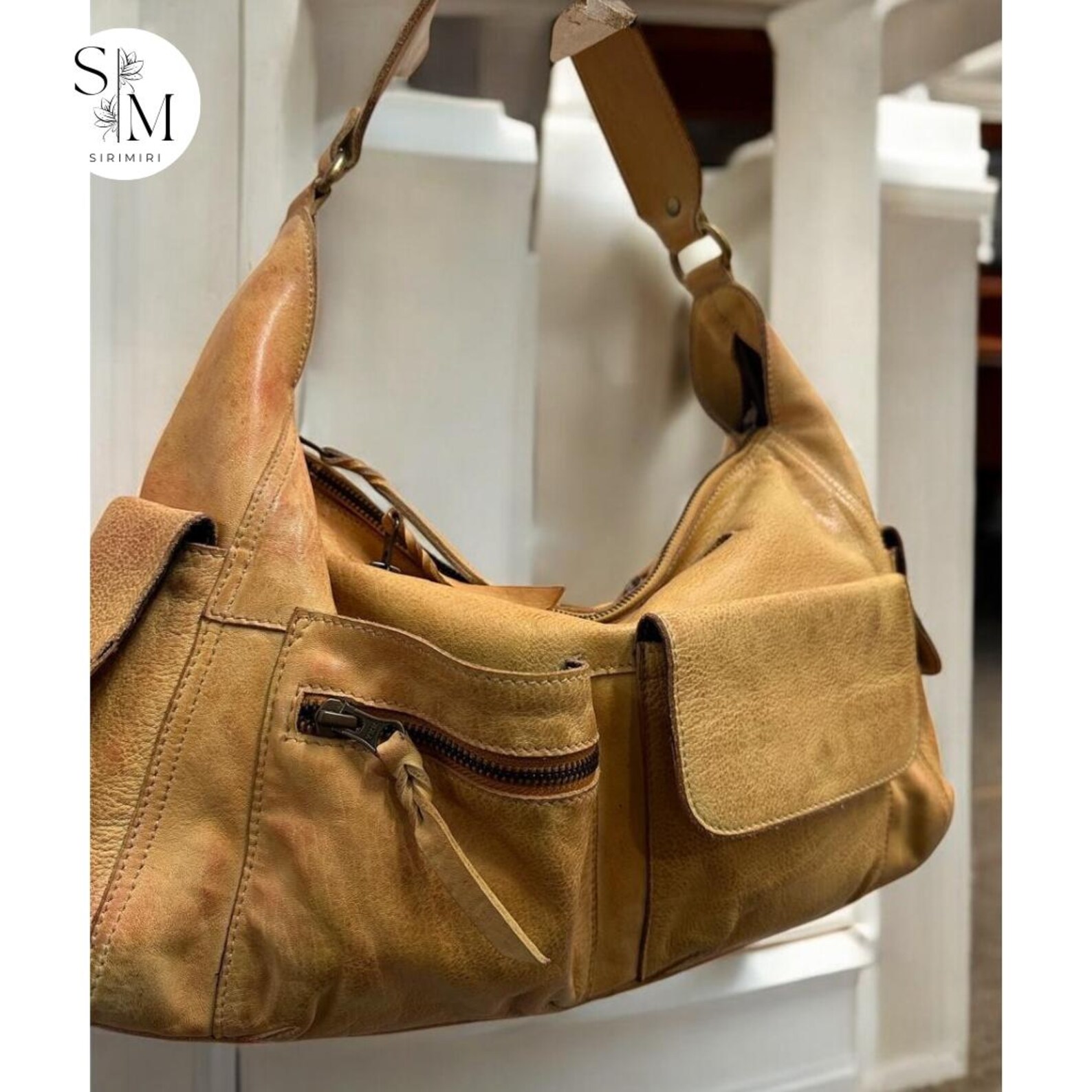 Hogsback Leather Handcrafted Washed Leather Hobo Bag: Vintage Crossbody With Pockets - Etsy