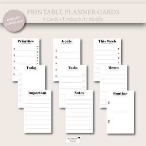 Minimal Planner Cards, Planner Task Cards, Printable Memo Cards, Printable planner cards Bundle, Printable Planner Accessories
