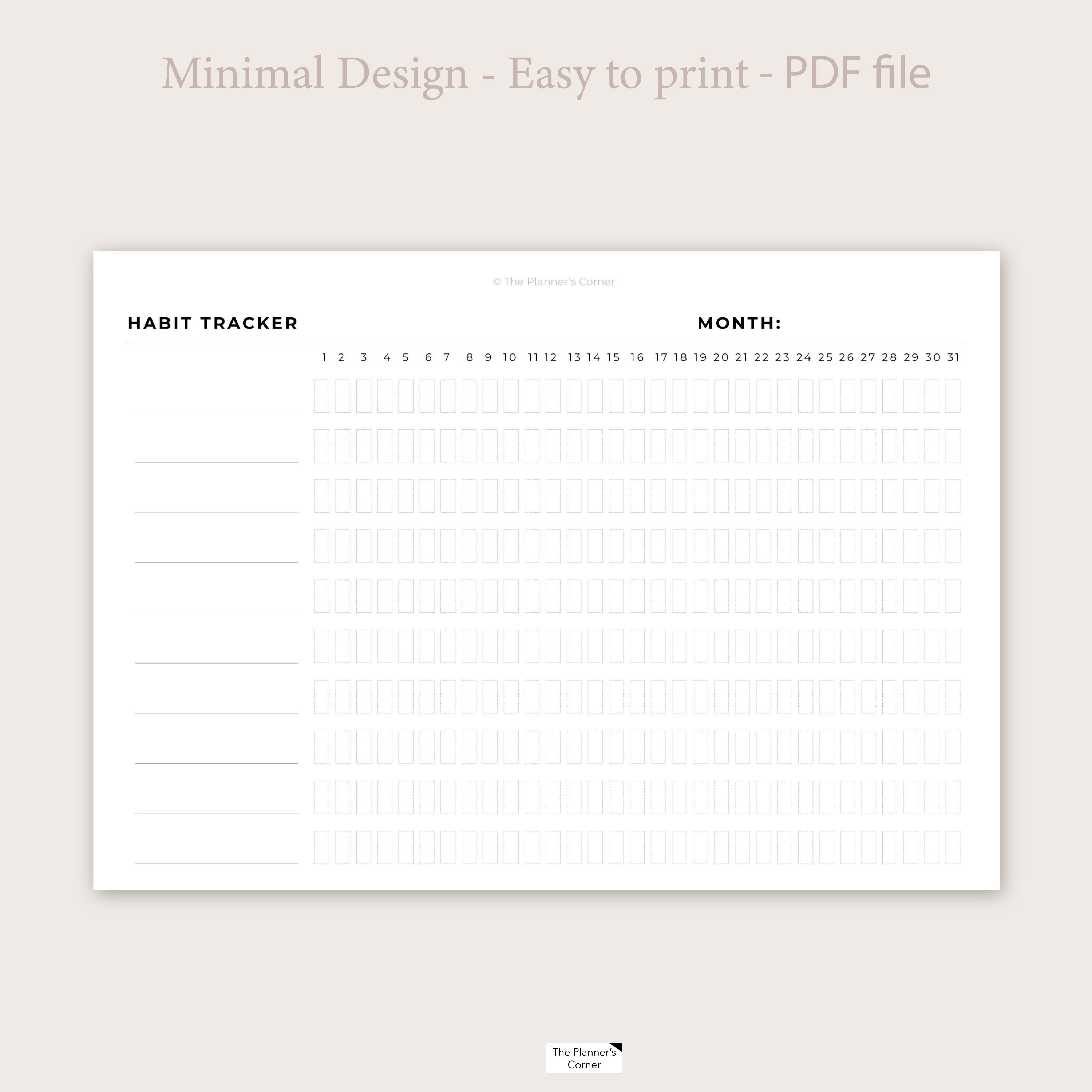 Monthly Habit Tracker, Habit Tracker for A5 Planner, Printable Planner ...
