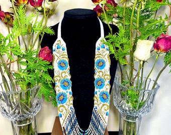 Handmade Beaded Necklace, Gerdan, Loom beaded necklace, collier, perfect gift, statement necklace, seed beads  Ukrainian necklace.