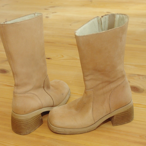 brown platform ankle boots