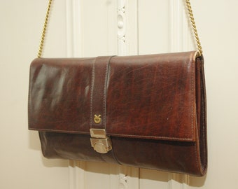 Vintage Exclusive brown leather bag Vintage leather bag Vintage brown leather bag Mods style Vintage Real Leather bag clutch party bag love