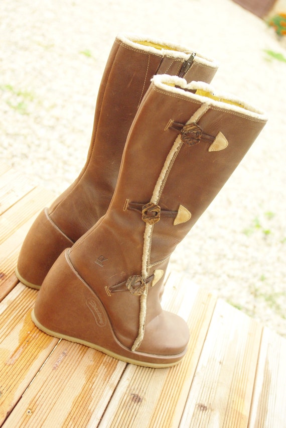 39 size Vintage DESTROY REAL Leather brown boots/… - image 4