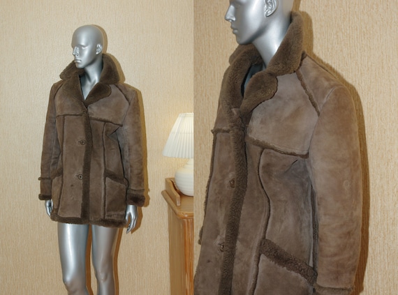 Real sheepskin by neway size M-L.Vintage 70s Brown