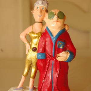 Comic-Figur für Ehemann und Ehefrau, dicker Mann – Volkskunst-Ornament, Kunstpuppe, Glatzkopf-Skulptur, Bücherregal-Dekor, Comic-Figuren, einzigartige Figur