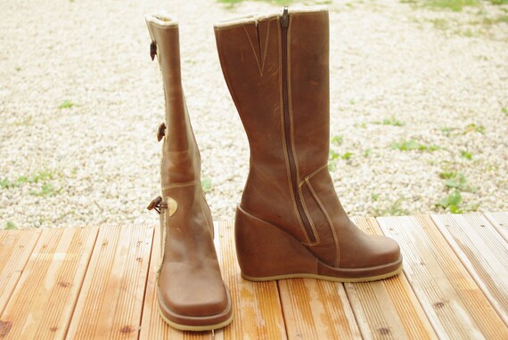 39 size Vintage DESTROY REAL Leather brown boots/… - image 3