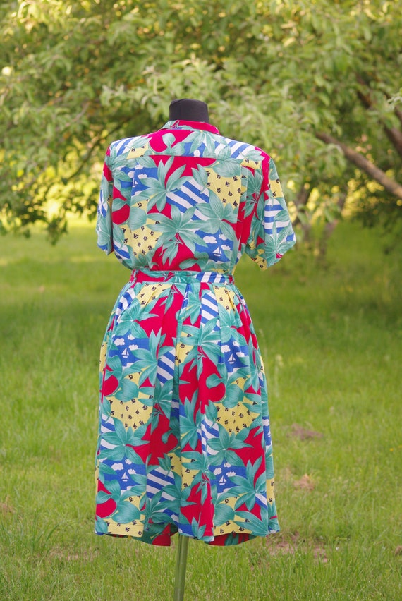 Vintage 90s summer skirt suit,skirt with blouse F… - image 5