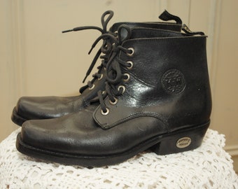 40 taille/bottes en cuir vintage, bottes décontractées noires en cuir véritable pour unisexe élégant/bottes de cowboy en cuir vintage/bottes en cuir western anciennes