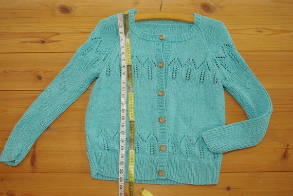 M size/Vintage knitted jacket with wooden buttons… - image 4