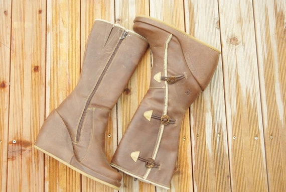 39 size Vintage DESTROY REAL Leather brown boots/… - image 7